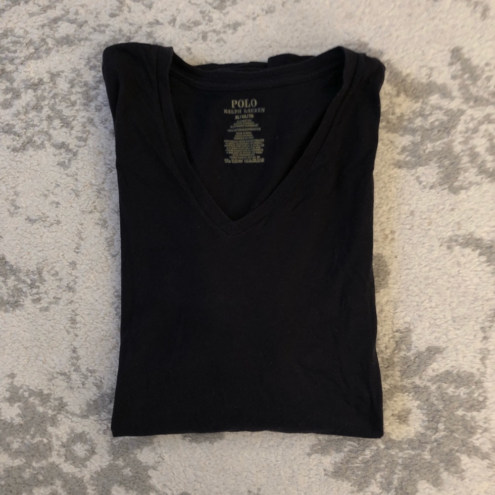 Navy blue Men’s Polo by Ralph Lauren v-neck shirt - Picture 2 of 6